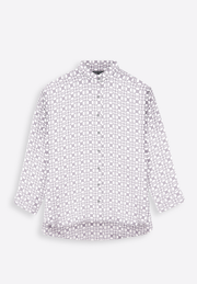 White printed shirt with matching trousers on plain background, East Vibe